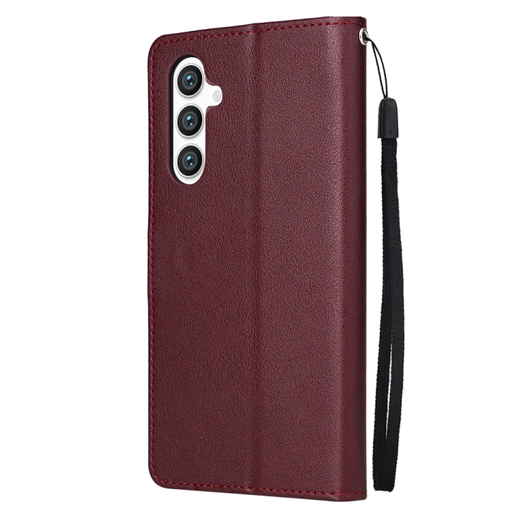 For Samsung Galaxy S25+ 5G 3-Card Slots Multifunctional Leather Phone Case(Wine Red) by buy2fix