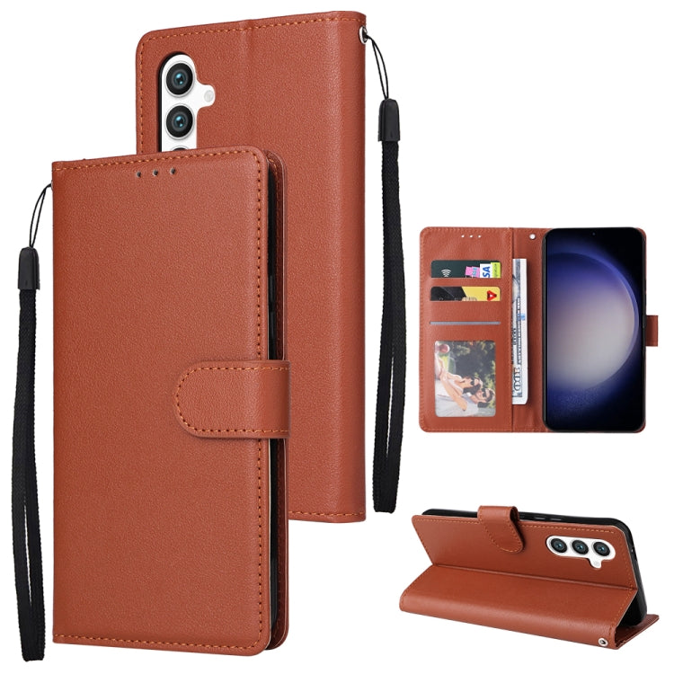 For Samsung Galaxy S25 5G 3-Card Slots Multifunctional Leather Phone Case(Brown) by buy2fix