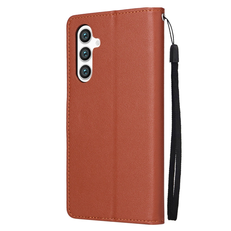 For Samsung Galaxy S25 5G 3-Card Slots Multifunctional Leather Phone Case(Brown) by buy2fix