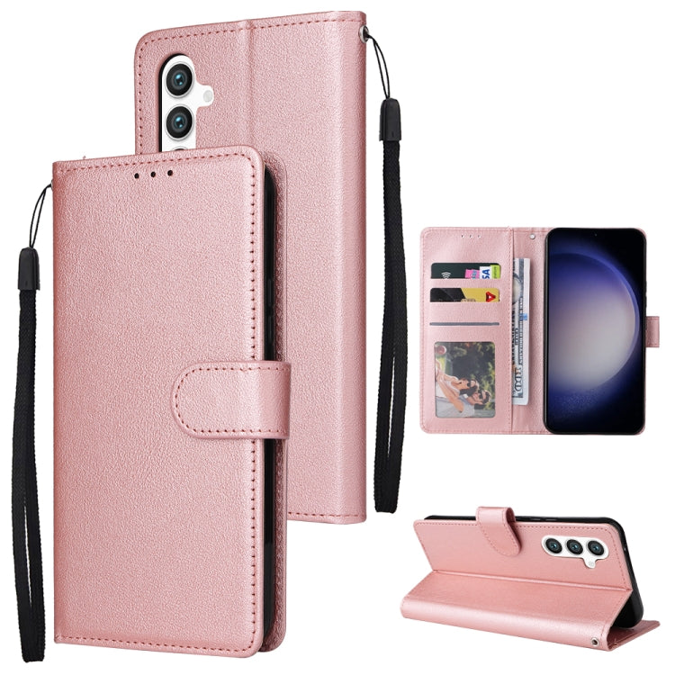 For Samsung Galaxy S25 5G 3-Card Slots Multifunctional Leather Phone Case(Rose Gold) by buy2fix