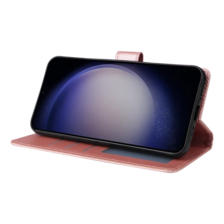 For Samsung Galaxy S25 5G 3-Card Slots Multifunctional Leather Phone Case(Rose Gold) by buy2fix