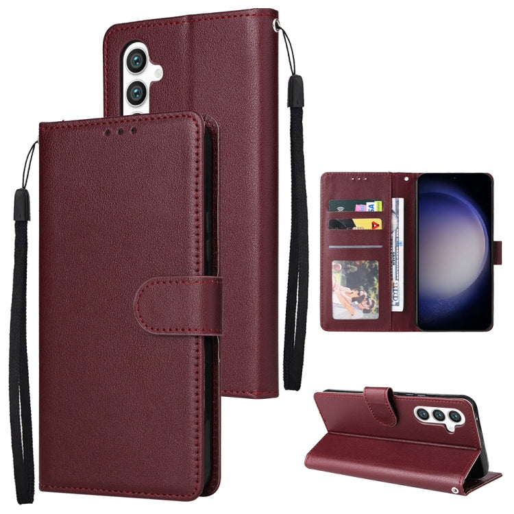 For Samsung Galaxy S25 5G 3-Card Slots Multifunctional Leather Phone Case(Wine Red) by buy2fix