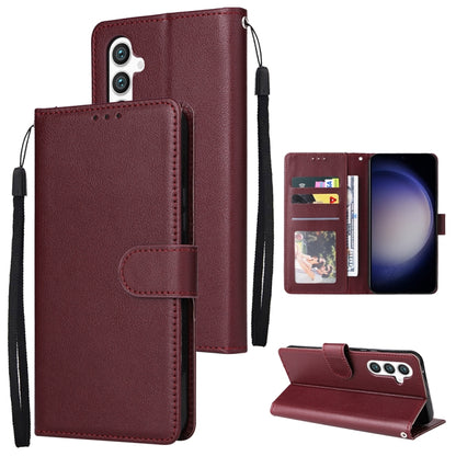 For Samsung Galaxy S25 5G 3-Card Slots Multifunctional Leather Phone Case(Wine Red) by buy2fix
