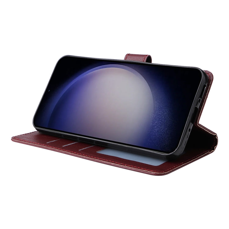 For Samsung Galaxy S25 5G 3-Card Slots Multifunctional Leather Phone Case(Wine Red) by buy2fix