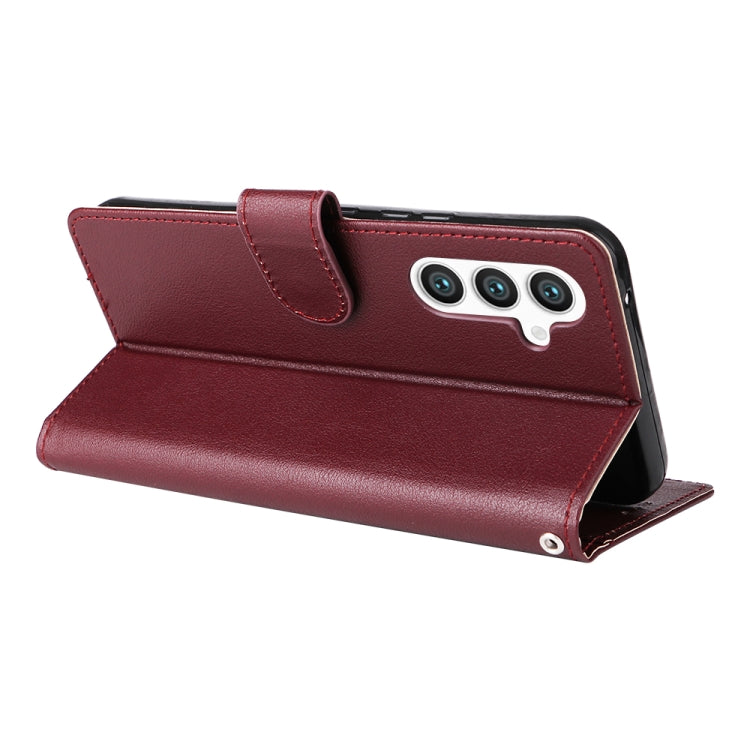 For Samsung Galaxy S25 5G 3-Card Slots Multifunctional Leather Phone Case(Wine Red) by buy2fix