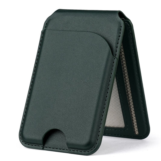 Two-fold Rotating Phone Holder MagSafe Leather Card Bag(Green) - Adhesive Card Holders by buy2fix | Online Shopping UK | buy2fix