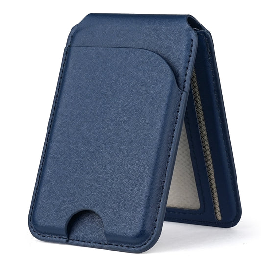 Two-fold Rotating Phone Holder MagSafe Leather Card Bag(Blue) - Adhesive Card Holders by buy2fix | Online Shopping UK | buy2fix