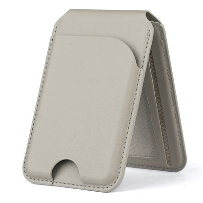 Two-fold Rotating Phone Holder MagSafe Leather Card Bag(Grey) - Adhesive Card Holders by buy2fix | Online Shopping UK | buy2fix