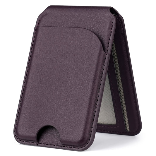 Two-fold Rotating Phone Holder MagSafe Leather Card Bag(Dark Purple) - Adhesive Card Holders by buy2fix | Online Shopping UK | buy2fix