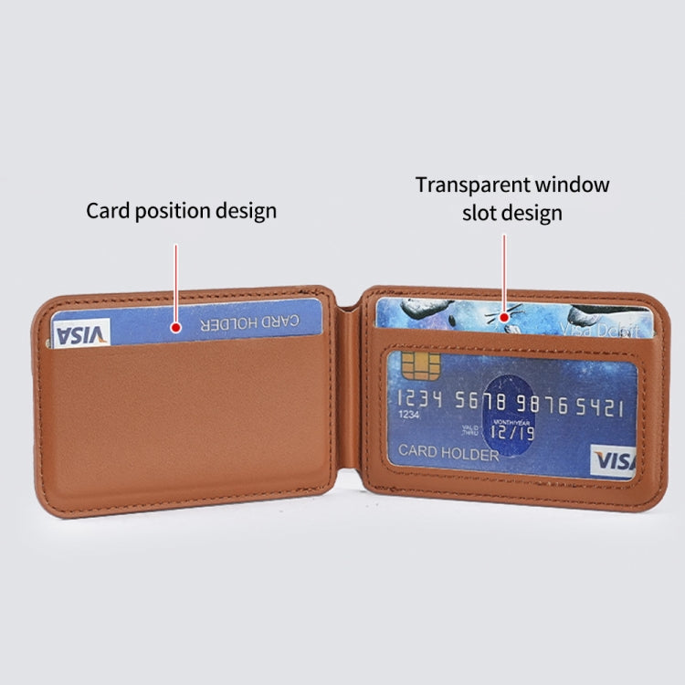 Two-fold Rotating Phone Holder MagSafe Leather Card Bag(Brown) - Adhesive Card Holders by buy2fix | Online Shopping UK | buy2fix