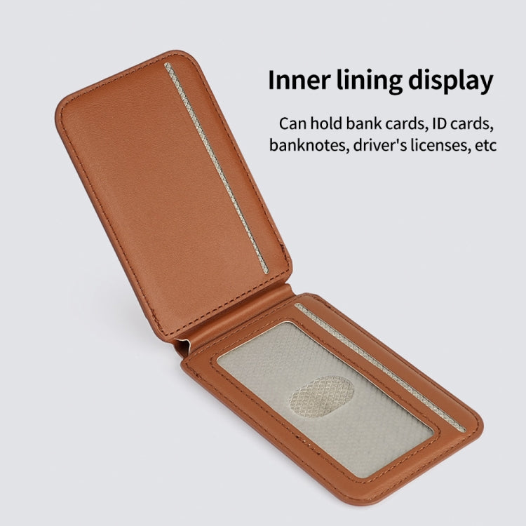 Two-fold Rotating Phone Holder MagSafe Leather Card Bag(Brown) - Adhesive Card Holders by buy2fix | Online Shopping UK | buy2fix