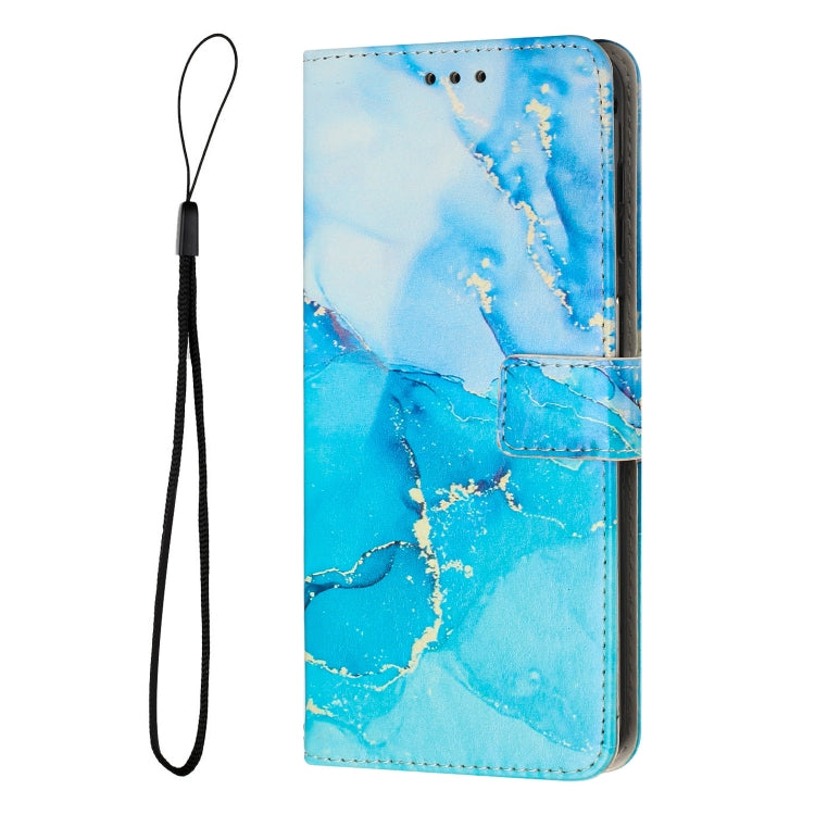 For Samsung Galaxy S25 5G Painted Marble Pattern Leather Phone Case(Blue Green) by buy2fix