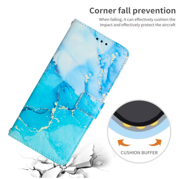 For Samsung Galaxy S25 5G Painted Marble Pattern Leather Phone Case(Blue Green) by buy2fix