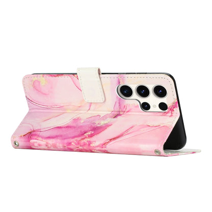 For Samsung Galaxy S25 Ultra 5G Painted Marble Pattern Leather Phone Case(Rose Gold) by buy2fix