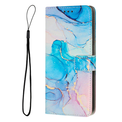 For Samsung Galaxy S25 Ultra 5G Painted Marble Pattern Leather Phone Case(Pink Green) by buy2fix