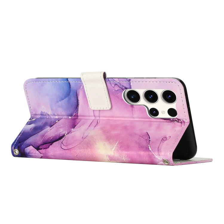 For Samsung Galaxy S25 Ultra 5G Painted Marble Pattern Leather Phone Case(Purple) by buy2fix