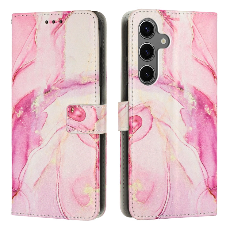 For Samsung Galaxy S25+ 5G Painted Marble Pattern Leather Phone Case(Rose Gold) by buy2fix