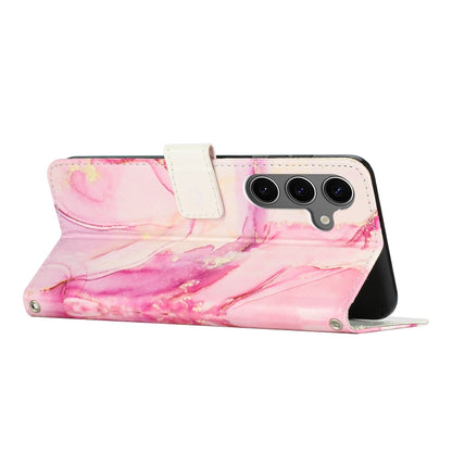 For Samsung Galaxy S25+ 5G Painted Marble Pattern Leather Phone Case(Rose Gold) by buy2fix