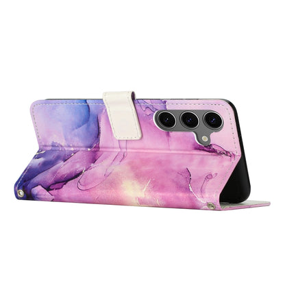 For Samsung Galaxy S25+ 5G Painted Marble Pattern Leather Phone Case(Purple) by buy2fix