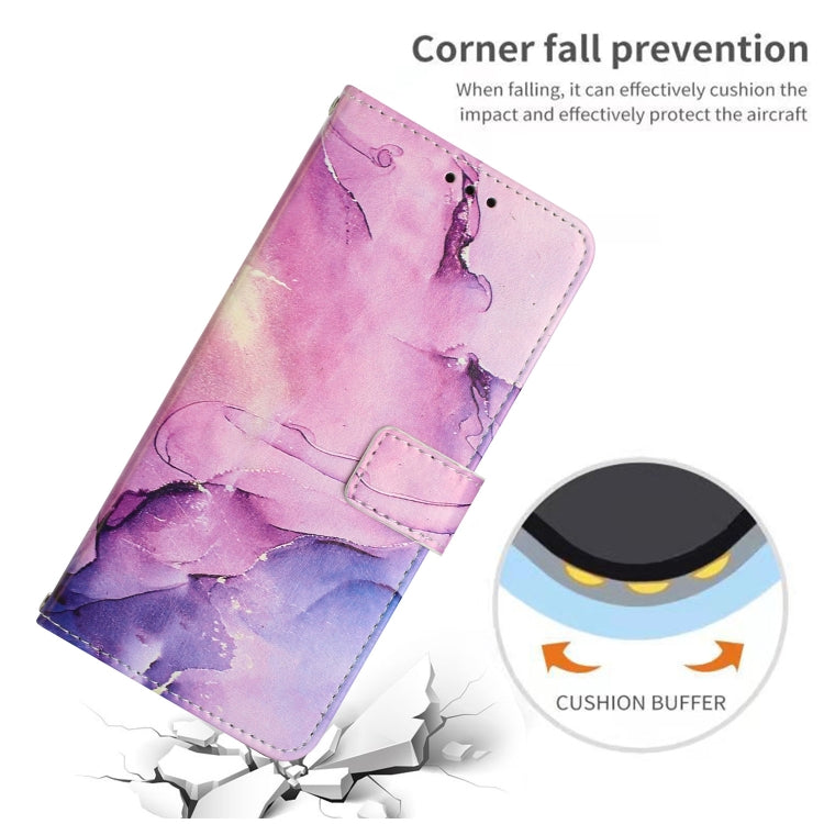For Samsung Galaxy S25+ 5G Painted Marble Pattern Leather Phone Case(Purple) by buy2fix
