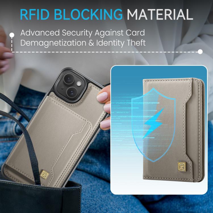 For iPhone 14 Plus AutSpace A13 MagSafe Magnetic RFID Flip Card Bag Phone Case(Grey) - iPhone 14 Plus Cases by AutSpace | Online Shopping UK | buy2fix