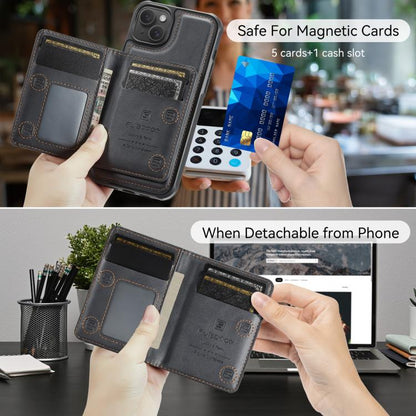 For iPhone 14 AutSpace A13 MagSafe Magnetic RFID Flip Card Bag Phone Case(Black) - iPhone 14 Cases by AutSpace | Online Shopping UK | buy2fix
