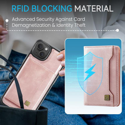 For iPhone 14 AutSpace A13 MagSafe Magnetic RFID Flip Card Bag Phone Case(Rose Gold) - iPhone 14 Cases by AutSpace | Online Shopping UK | buy2fix