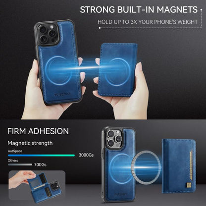 For iPhone 14 Pro AutSpace A13 MagSafe Magnetic RFID Flip Card Bag Phone Case(Blue) - iPhone 14 Pro Cases by AutSpace | Online Shopping UK | buy2fix