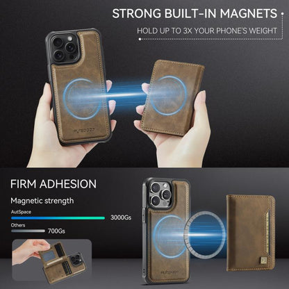 For iPhone 12 Pro AutSpace A13 MagSafe Magnetic RFID Flip Card Bag Phone Case(Coffee) - iPhone 12 / 12 Pro Cases by AutSpace | Online Shopping UK | buy2fix