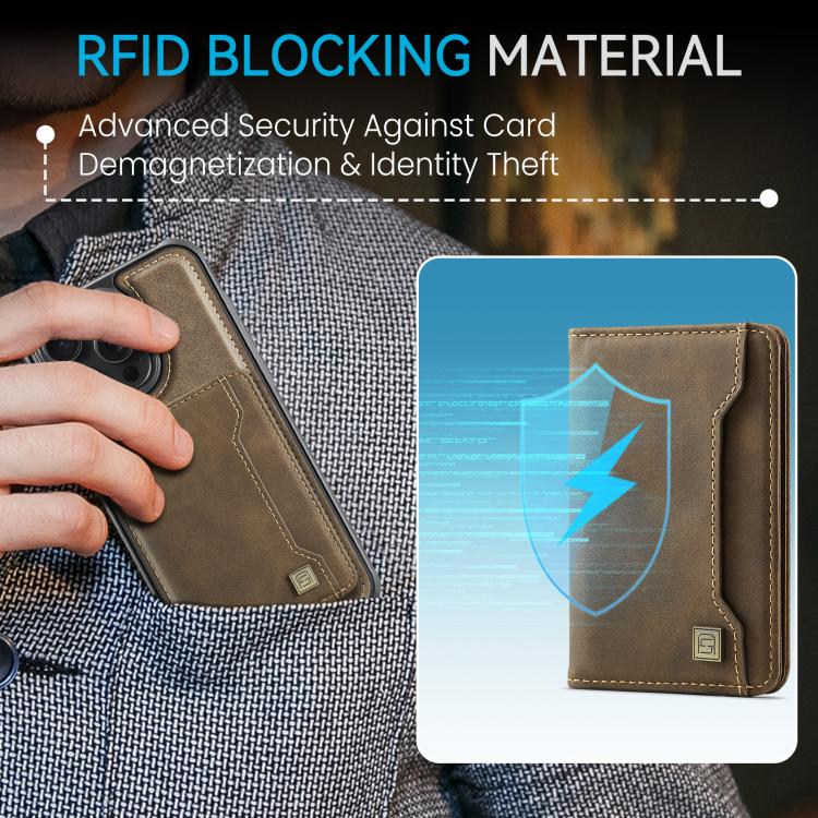 For iPhone 12 Pro AutSpace A13 MagSafe Magnetic RFID Flip Card Bag Phone Case(Coffee) - iPhone 12 / 12 Pro Cases by AutSpace | Online Shopping UK | buy2fix
