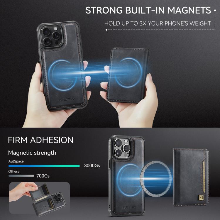 For iPhone 12 Pro AutSpace A13 MagSafe Magnetic RFID Flip Card Bag Phone Case(Black) - iPhone 12 / 12 Pro Cases by AutSpace | Online Shopping UK | buy2fix