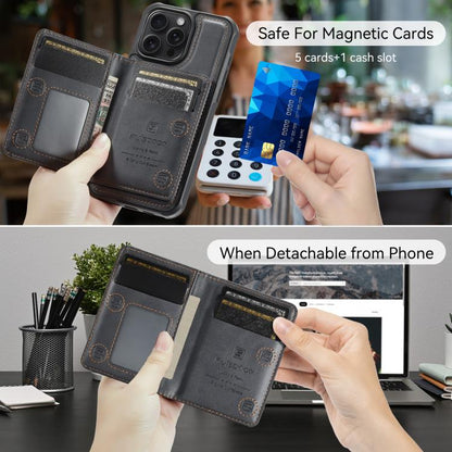 For iPhone 12 Pro AutSpace A13 MagSafe Magnetic RFID Flip Card Bag Phone Case(Black) - iPhone 12 / 12 Pro Cases by AutSpace | Online Shopping UK | buy2fix