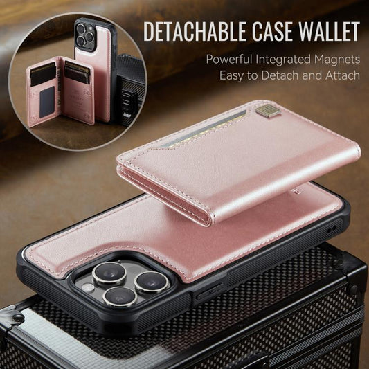 For iPhone 12 Pro AutSpace A13 MagSafe Magnetic RFID Flip Card Bag Phone Case(Rose Gold) - iPhone 12 / 12 Pro Cases by AutSpace | Online Shopping UK | buy2fix