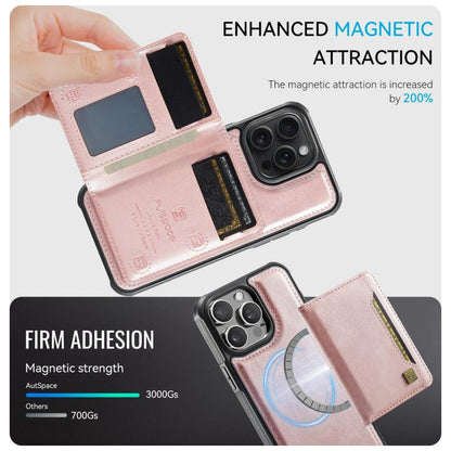 For iPhone 12 Pro AutSpace A13 MagSafe Magnetic RFID Flip Card Bag Phone Case(Rose Gold) - iPhone 12 / 12 Pro Cases by AutSpace | Online Shopping UK | buy2fix