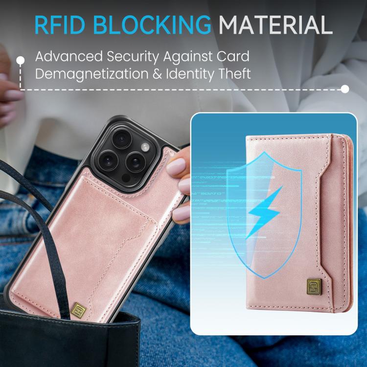 For iPhone 12 Pro AutSpace A13 MagSafe Magnetic RFID Flip Card Bag Phone Case(Rose Gold) - iPhone 12 / 12 Pro Cases by AutSpace | Online Shopping UK | buy2fix