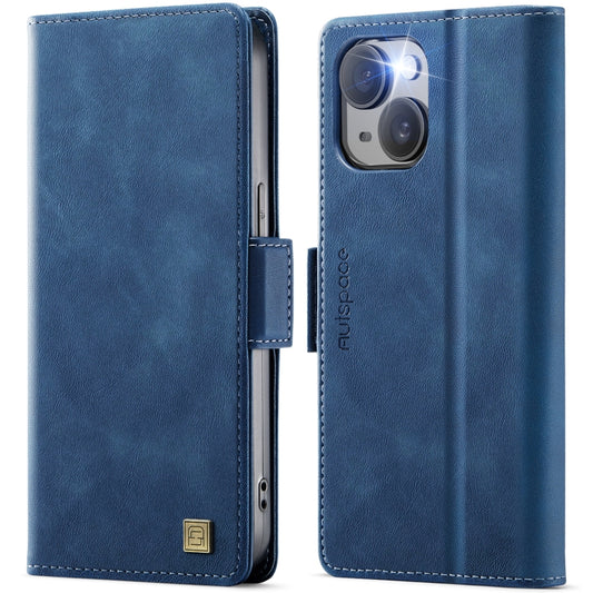 For iPhone 14 AutSpace A11 Side Buckle MagSafe Magnetic RFID Phone Leather Case(Blue) - iPhone 14 Cases by AutSpace | Online Shopping UK | buy2fix