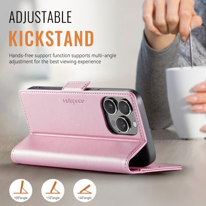 For iPhone 14 Pro AutSpace A11 Side Buckle MagSafe Magnetic RFID Phone Leather Case(Rose Gold) - iPhone 14 Pro Cases by AutSpace | Online Shopping UK | buy2fix