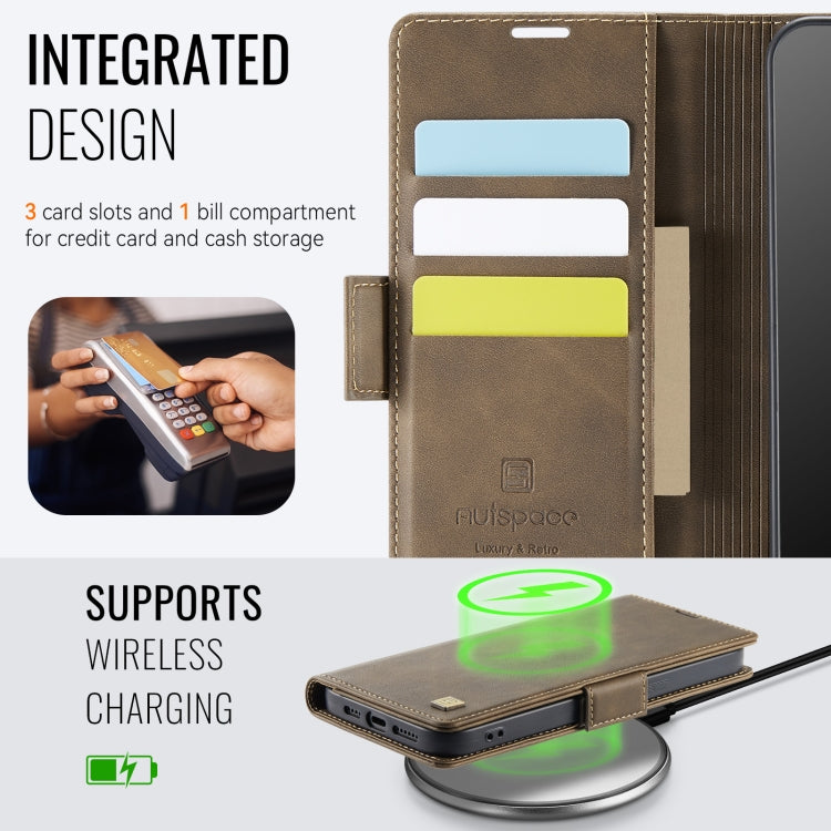 For iPhone 13 Pro Max AutSpace A11 Side Buckle MagSafe Magnetic RFID Phone Leather Case(Coffee) - iPhone 13 Pro Max Cases by AutSpace | Online Shopping UK | buy2fix