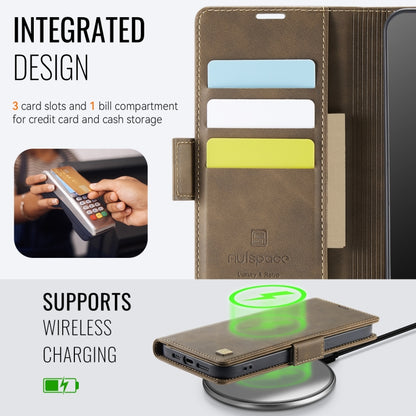 For iPhone 13 Pro Max AutSpace A11 Side Buckle MagSafe Magnetic RFID Phone Leather Case(Coffee) - iPhone 13 Pro Max Cases by AutSpace | Online Shopping UK | buy2fix