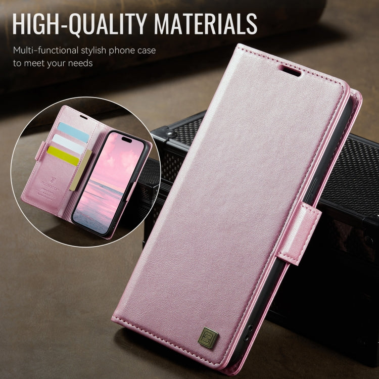 For iPhone 13 Pro AutSpace A11 Side Buckle MagSafe Magnetic RFID Phone Leather Case(Rose Gold) - iPhone 13 Pro Cases by AutSpace | Online Shopping UK | buy2fix