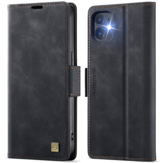 For iPhone 12 / 12 Pro AutSpace A11 Side Buckle MagSafe Magnetic RFID Phone Leather Case(Black) - iPhone 12 / 12 Pro Cases by AutSpace | Online Shopping UK | buy2fix