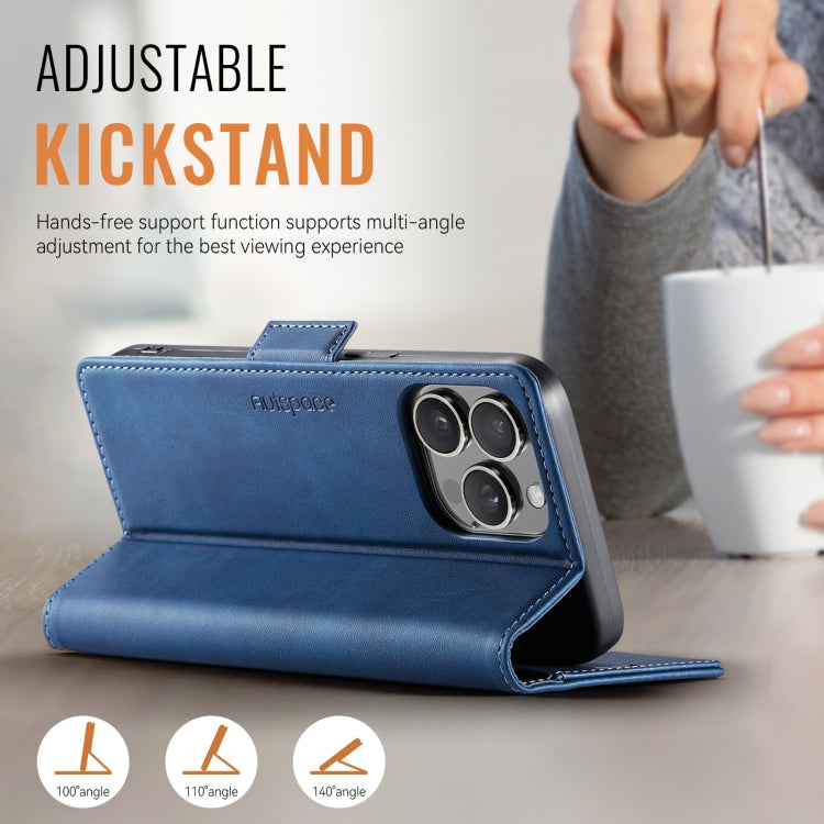 For iPhone 12 Pro Max AutSpace A11 Side Buckle MagSafe Magnetic RFID Phone Leather Case(Blue) - iPhone 12 Pro Max Cases by AutSpace | Online Shopping UK | buy2fix