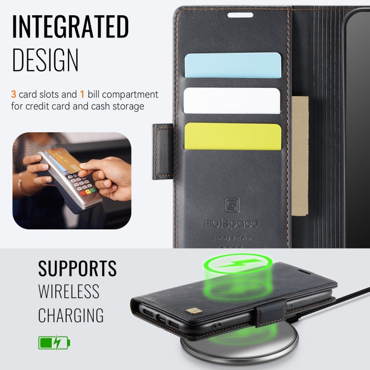 For iPhone 11 AutSpace A11 Side Buckle MagSafe Magnetic RFID Phone Leather Case(Black) - iPhone 11 Cases by AutSpace | Online Shopping UK | buy2fix