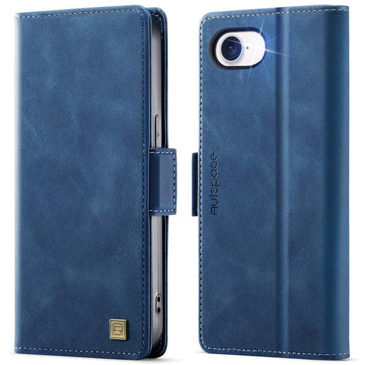 For iPhone 16e AutSpace A11 Side Buckle MagSafe Magnetic RFID Phone Leather Case(Blue) - iPhone 16e Cases by AutSpace | Online Shopping UK | buy2fix