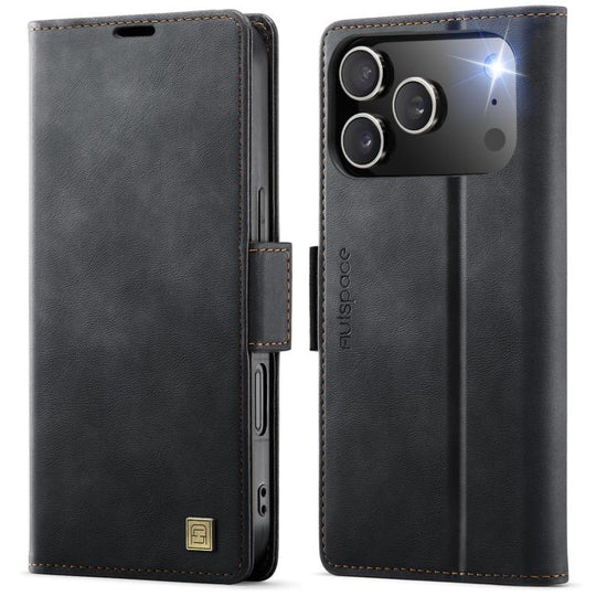 For iPhone 18 Pro Max / 17 Pro Max AutSpace A11 Side Buckle MagSafe Magnetic RFID Phone Leather Case(Black)