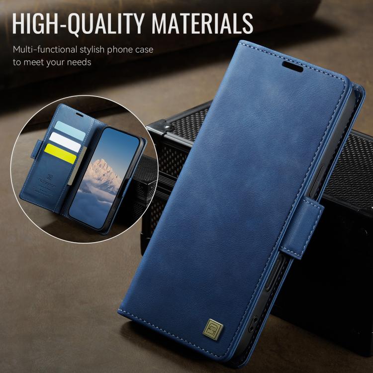 For iPhone 17 Pro AutSpace A11 Side Buckle MagSafe Magnetic RFID Phone Leather Case(Blue) - iPhone 17 Pro Cases by AutSpace | Online Shopping UK | buy2fix