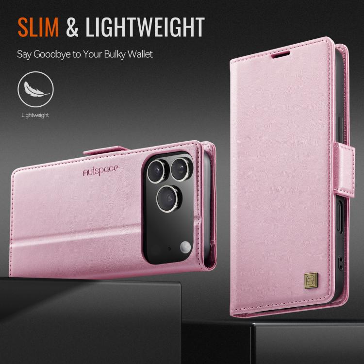 For iPhone 17 Pro AutSpace A11 Side Buckle MagSafe Magnetic RFID Phone Leather Case(Rose Gold) - iPhone 17 Pro Cases by AutSpace | Online Shopping UK | buy2fix