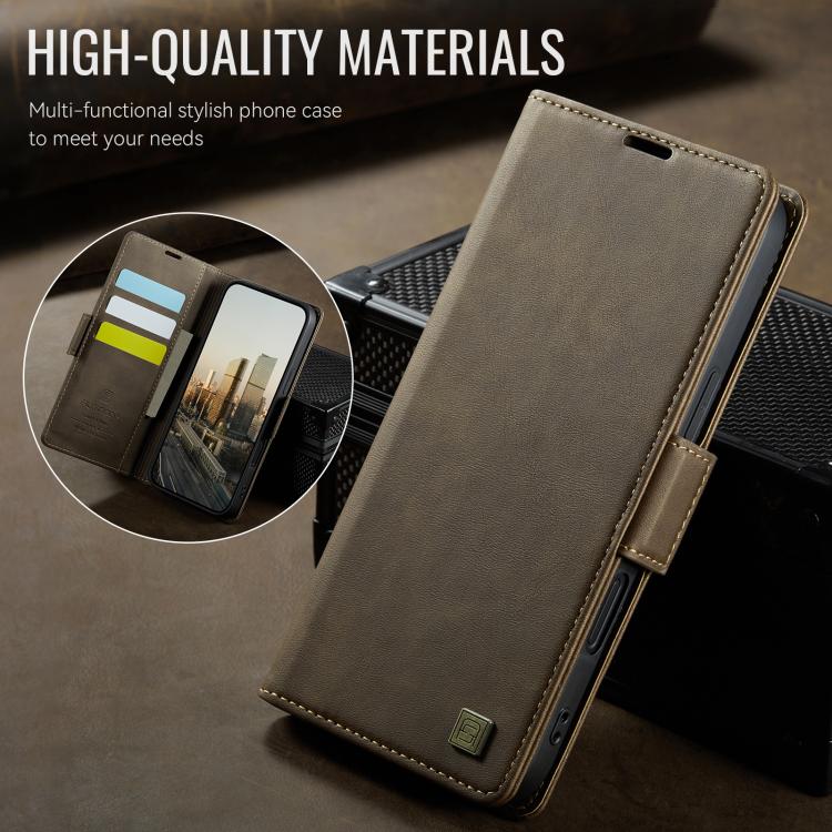 For iPhone 17 Pro AutSpace A11 Side Buckle MagSafe Magnetic RFID Phone Leather Case(Coffee) - iPhone 17 Pro Cases by AutSpace | Online Shopping UK | buy2fix