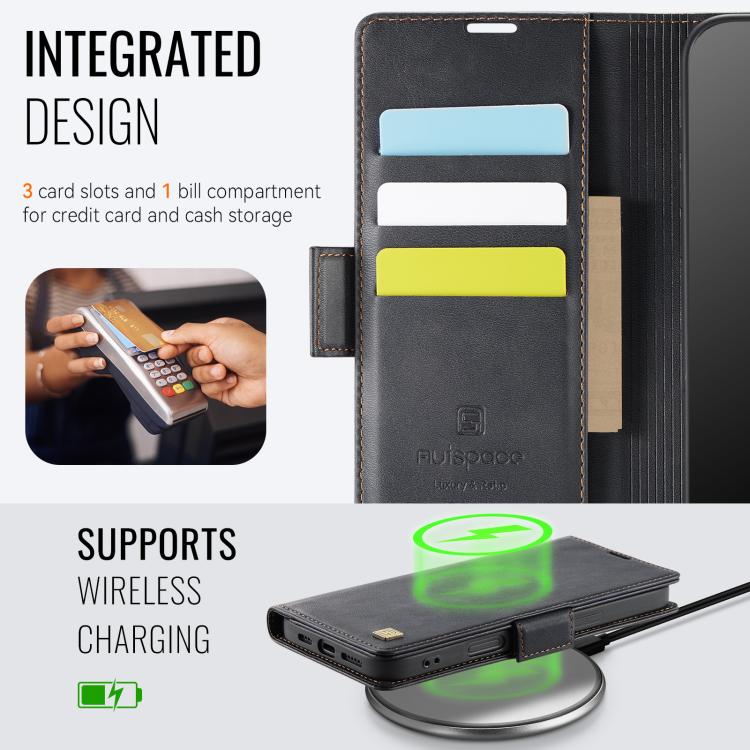 For iPhone Air AutSpace A11 Side Buckle MagSafe Magnetic RFID Phone Leather Case(Black) - iPhone Air Cases by AutSpace | Online Shopping UK | buy2fix