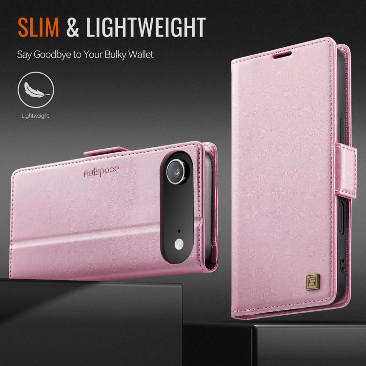 For iPhone Air AutSpace A11 Side Buckle MagSafe Magnetic RFID Phone Leather Case(Rose Gold) - iPhone Air Cases by AutSpace | Online Shopping UK | buy2fix